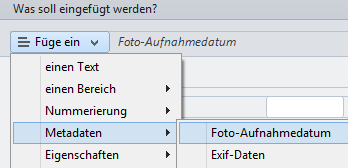 Typ Metadaten - Foto-Aufnahmedatum wählen