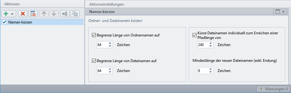 Konfiguration - Namen kürzen